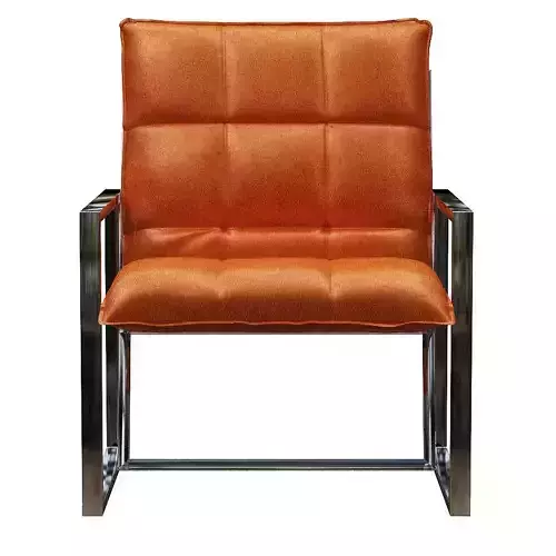 Armchair orange lounge chair with metal frame