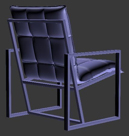 Armchair orange lounge chair with metal frame Low-poly 3D model_10