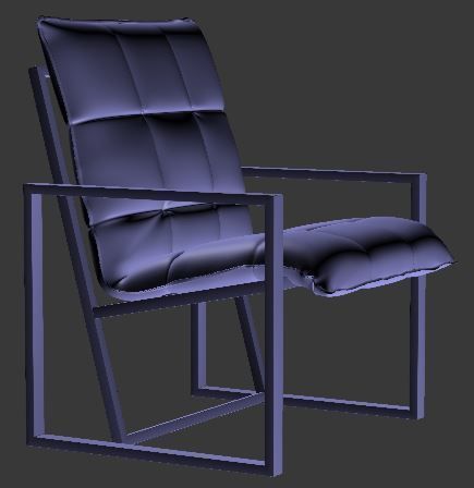 Armchair orange lounge chair with metal frame Low-poly 3D model_8
