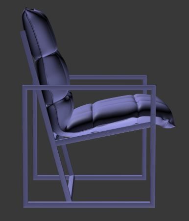 Armchair orange lounge chair with metal frame Low-poly 3D model_9