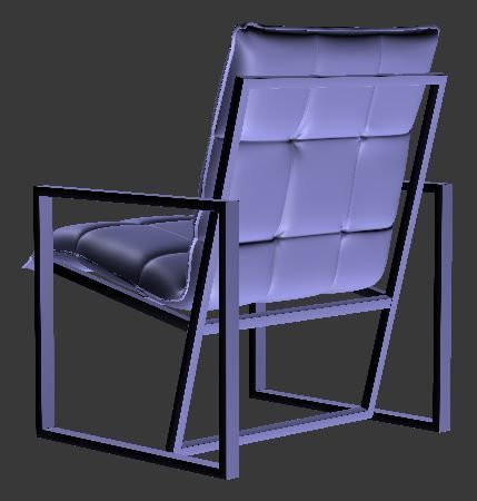 Armchair orange lounge chair with metal frame Low-poly 3D model_12