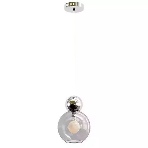iledex-blossom-c4476-1-cr pendant light with clear glass ball hanging from ceiling