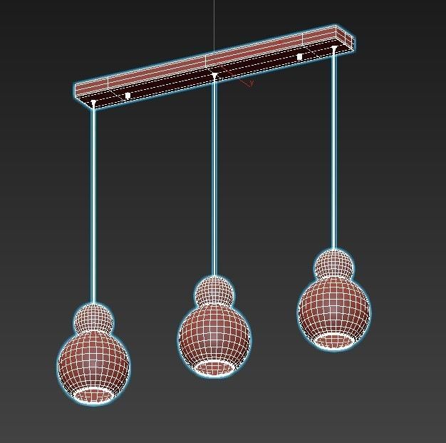 iledex-blossom-c4476-3l-cr three light pendant with glass glo... 3D model_3