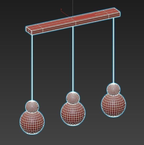 iledex-blossom-c4476-3l-cr three light pendant with glass glo... 3D model_2