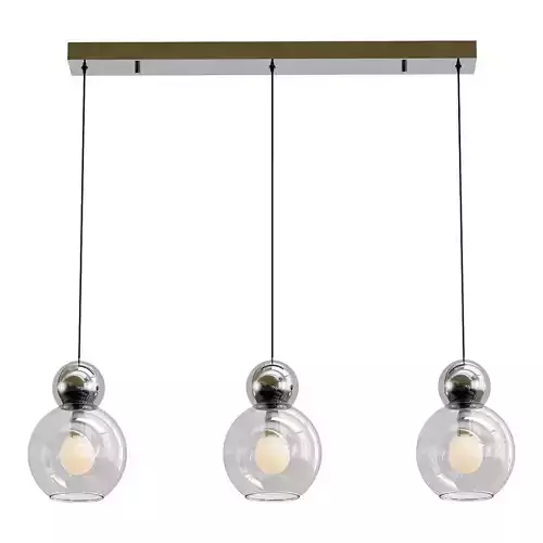 iledex-blossom-c4476-3l-cr three light pendant with glass globes hanging from metal chain