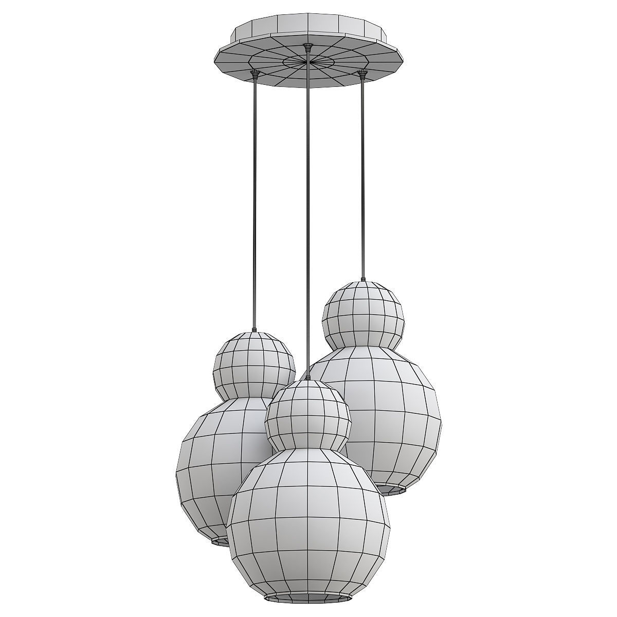 iledex-blossom-c4476-3r-gl three sphere pendant light in gold... 3D model_1