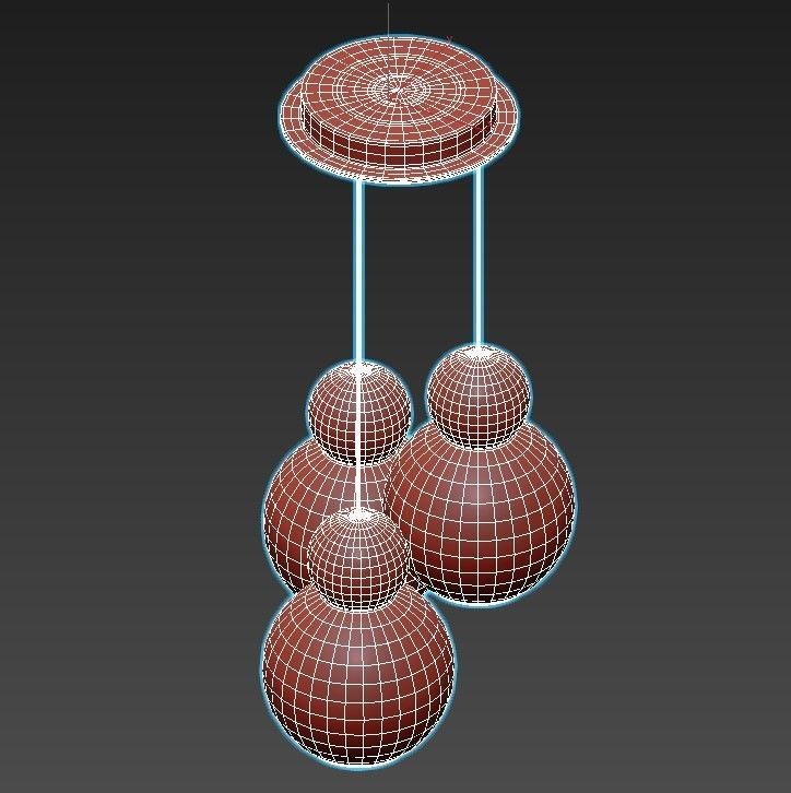 iledex-blossom-c4476-3r-gl three sphere pendant light in gold... 3D model_3