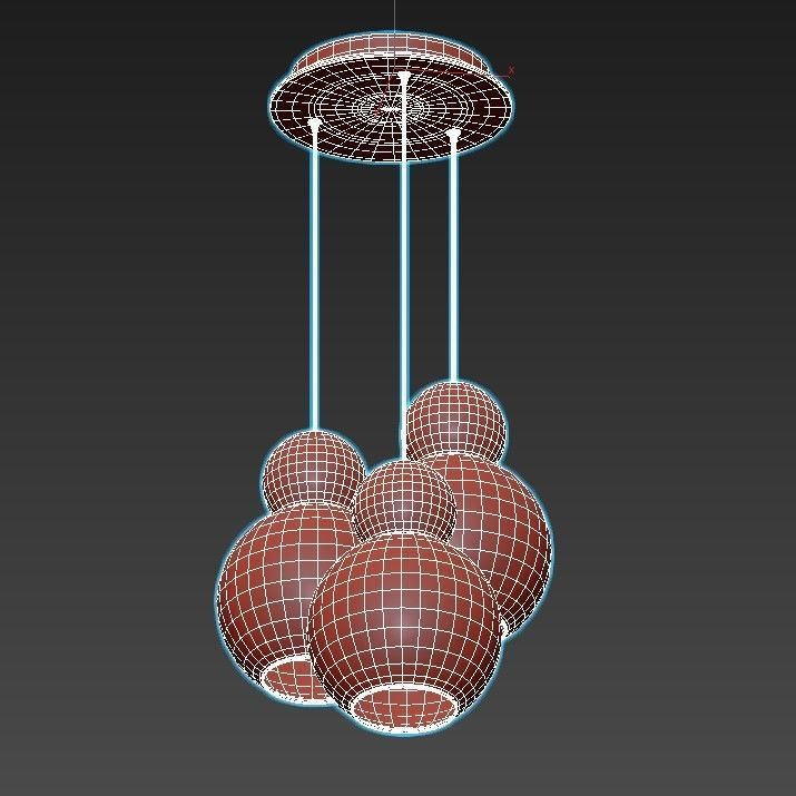 iledex-blossom-c4476-3r-gl three sphere pendant light in gold... 3D model_2