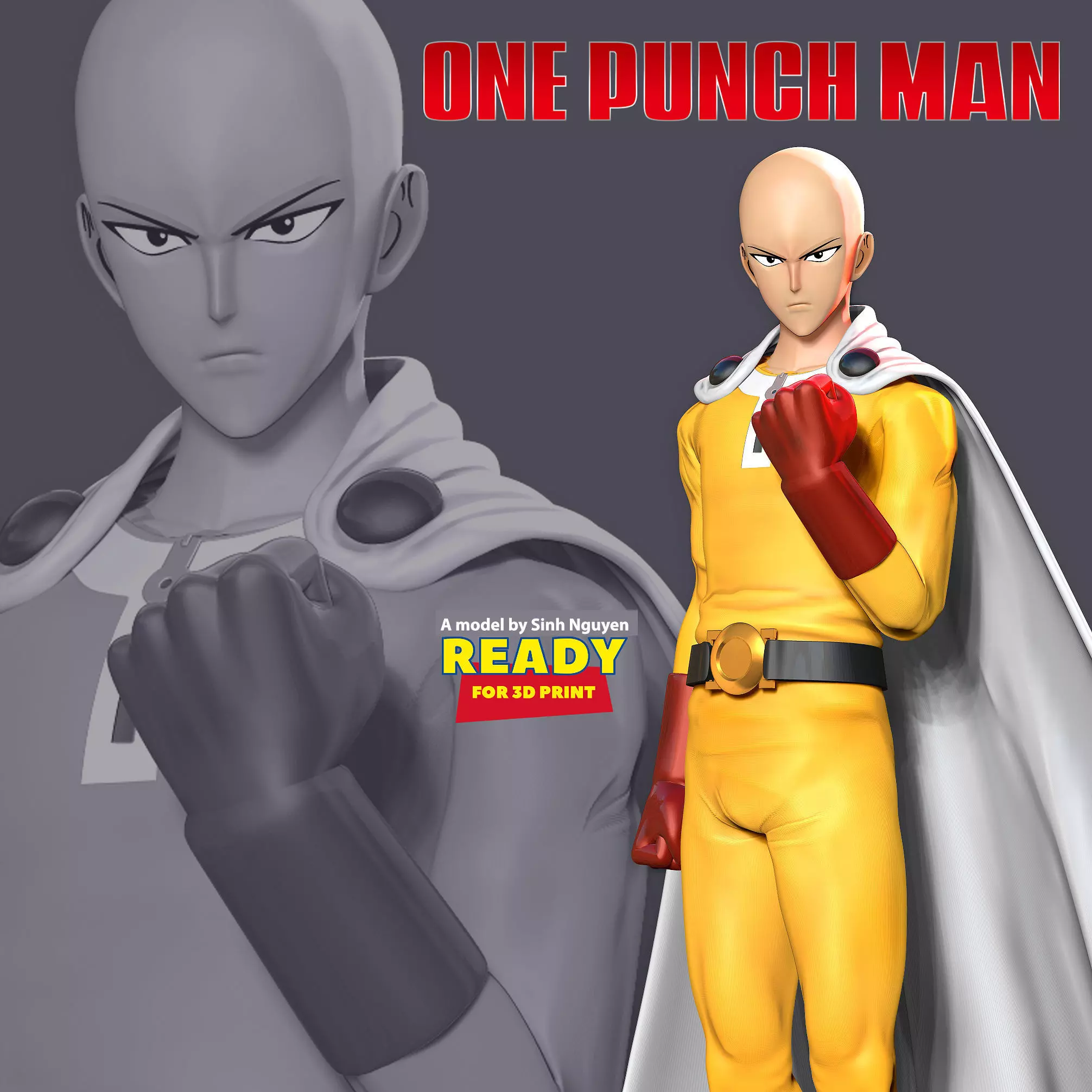 Angry Saitama 3D print model_0
