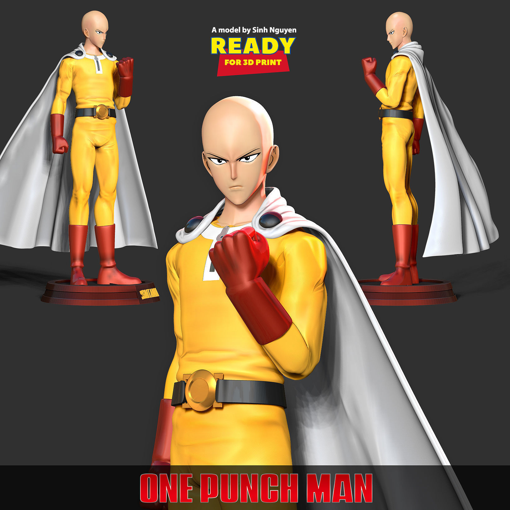 Angry Saitama 3D print model_1