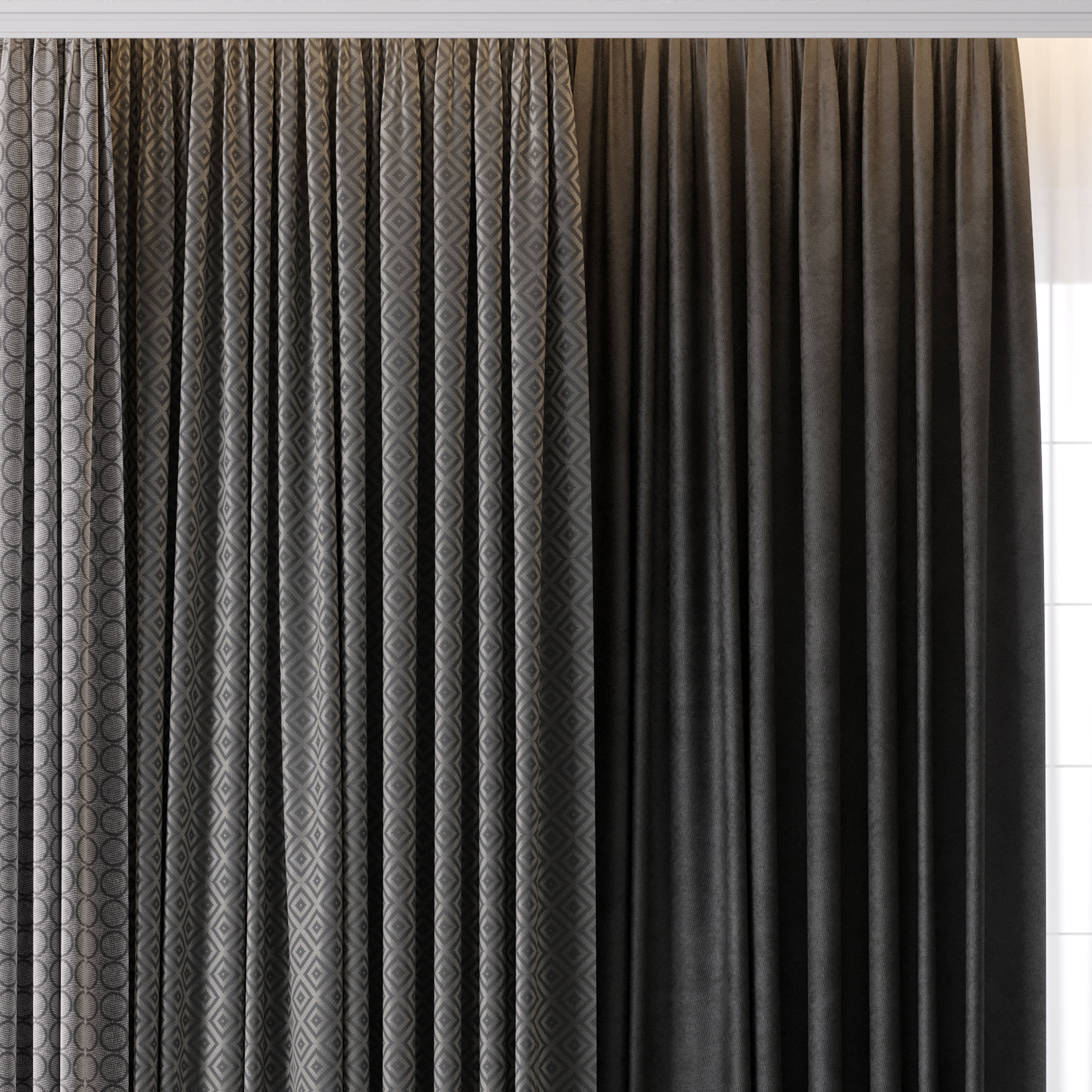 hadi curtain 67 gray and white 3D model_2