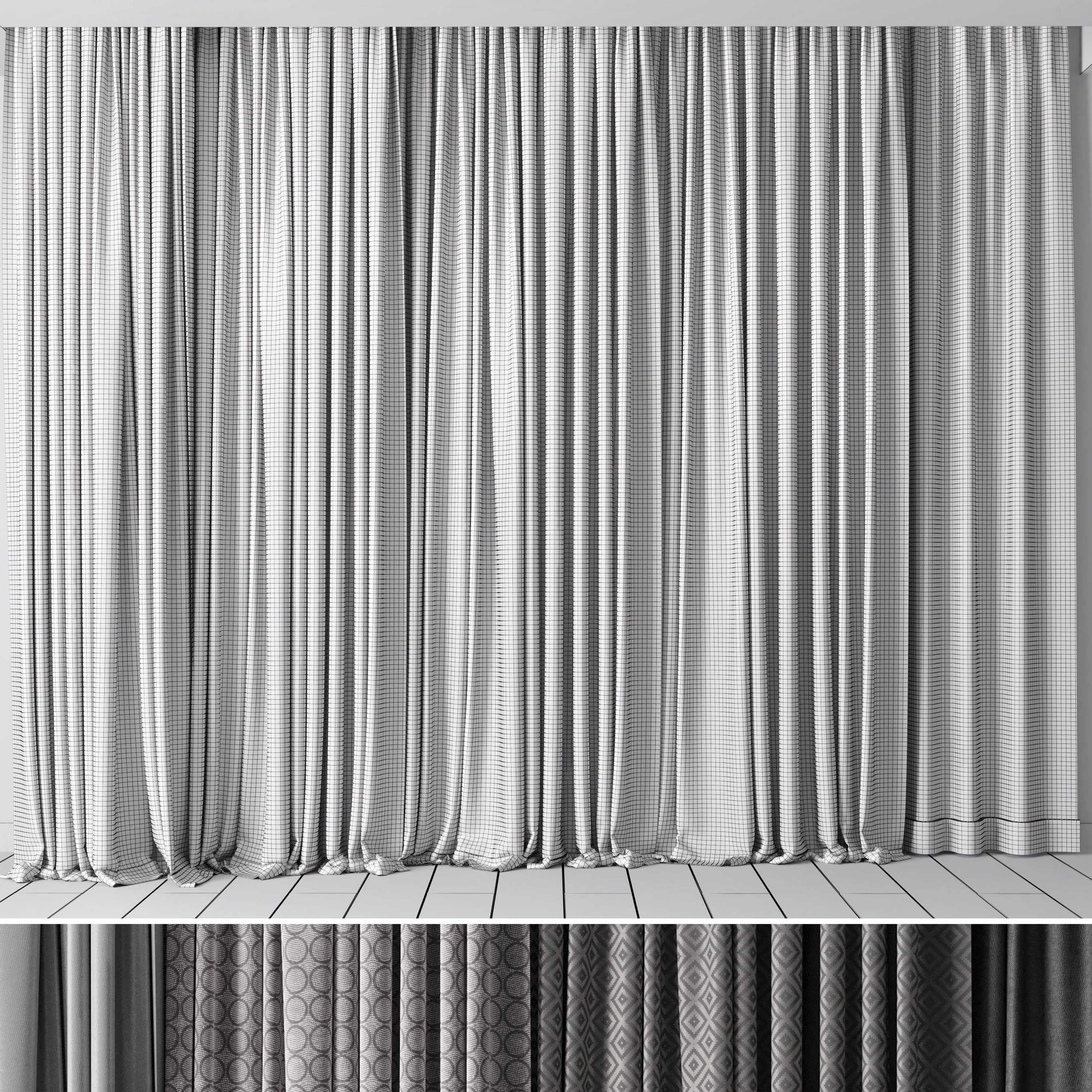 hadi curtain 67 gray and white 3D model_5