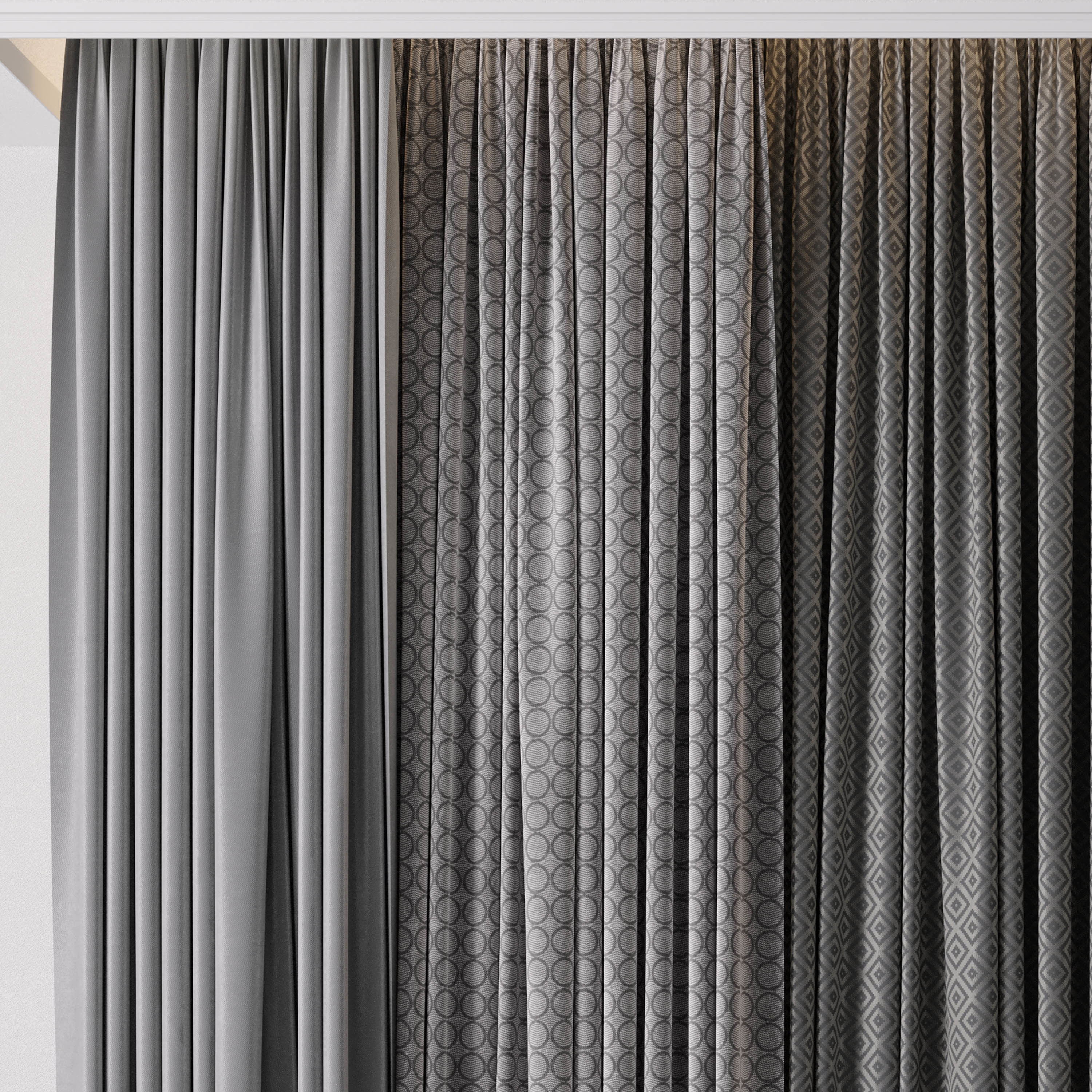 hadi curtain 67 gray and white 3D model_1