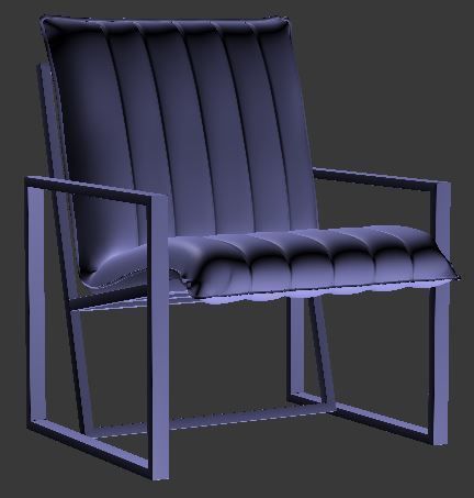 Armchair orange upholstered chair with metal legs Low-poly 3D model_7