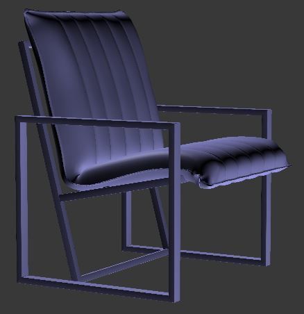 Armchair orange upholstered chair with metal legs Low-poly 3D model_8