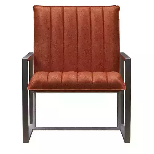 Armchair orange upholstered chair with metal legs