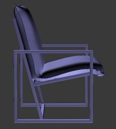 Armchair orange upholstered chair with metal legs Low-poly 3D model_9