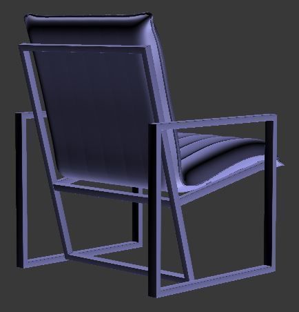 Armchair orange upholstered chair with metal legs Low-poly 3D model_10