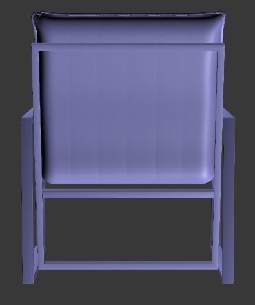 Armchair orange upholstered chair with metal legs Low-poly 3D model_11