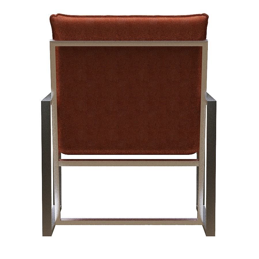 Armchair orange upholstered chair with metal legs Low-poly 3D model_5