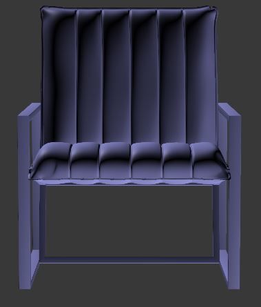 Armchair orange upholstered chair with metal legs Low-poly 3D model_6