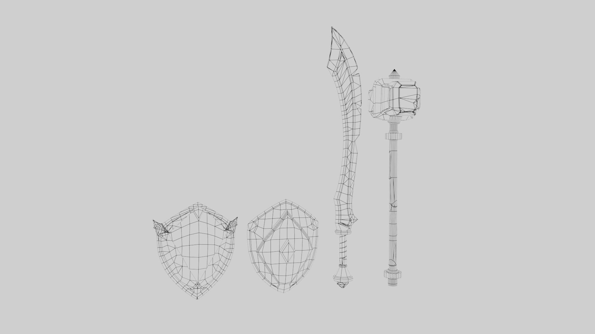 A selection of Fantasy Weapon Low-poly 3D model_9