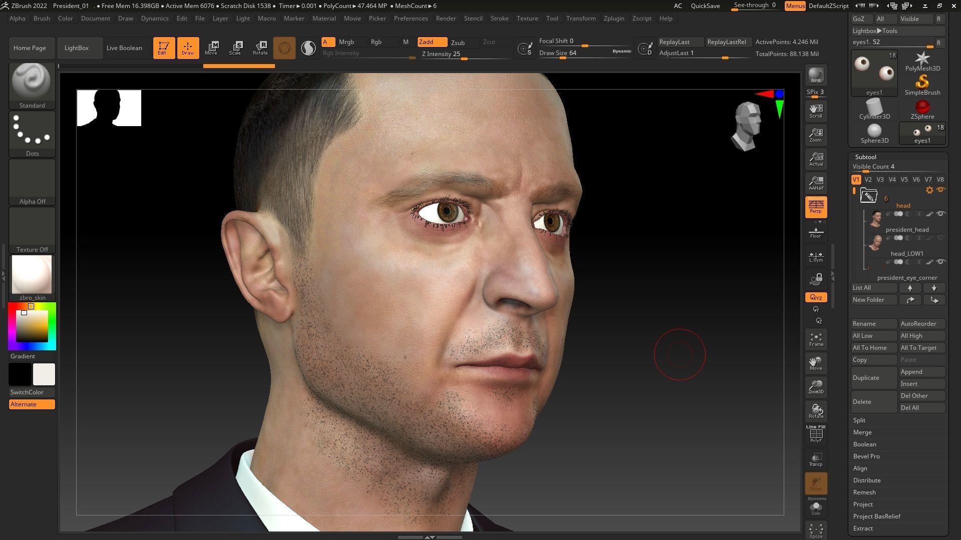 Mr President  - Game Ready Low-poly 3D model_22