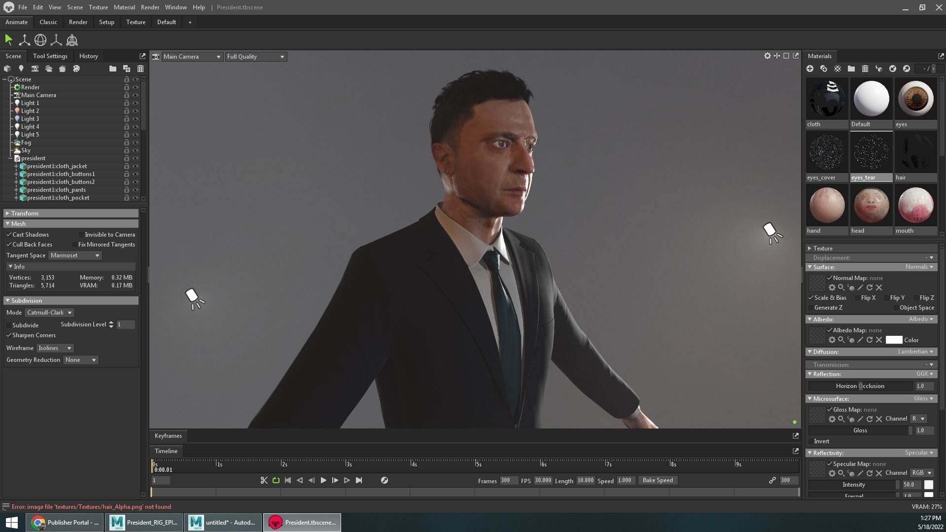 Mr President  - Game Ready Low-poly 3D model_21