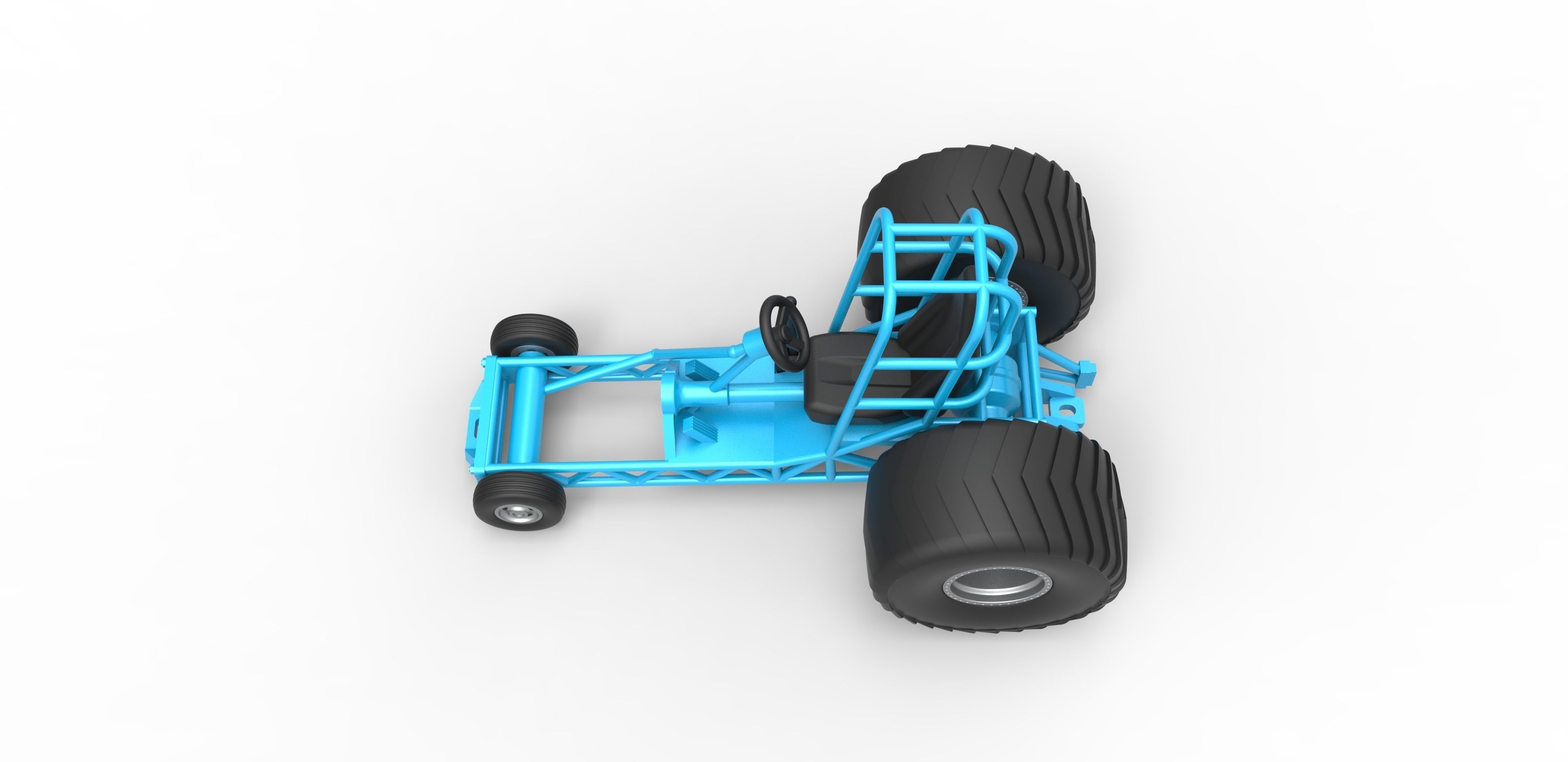 Chassis of Mini Rod pulling tractor Scale 1 to 25 3D print model_7