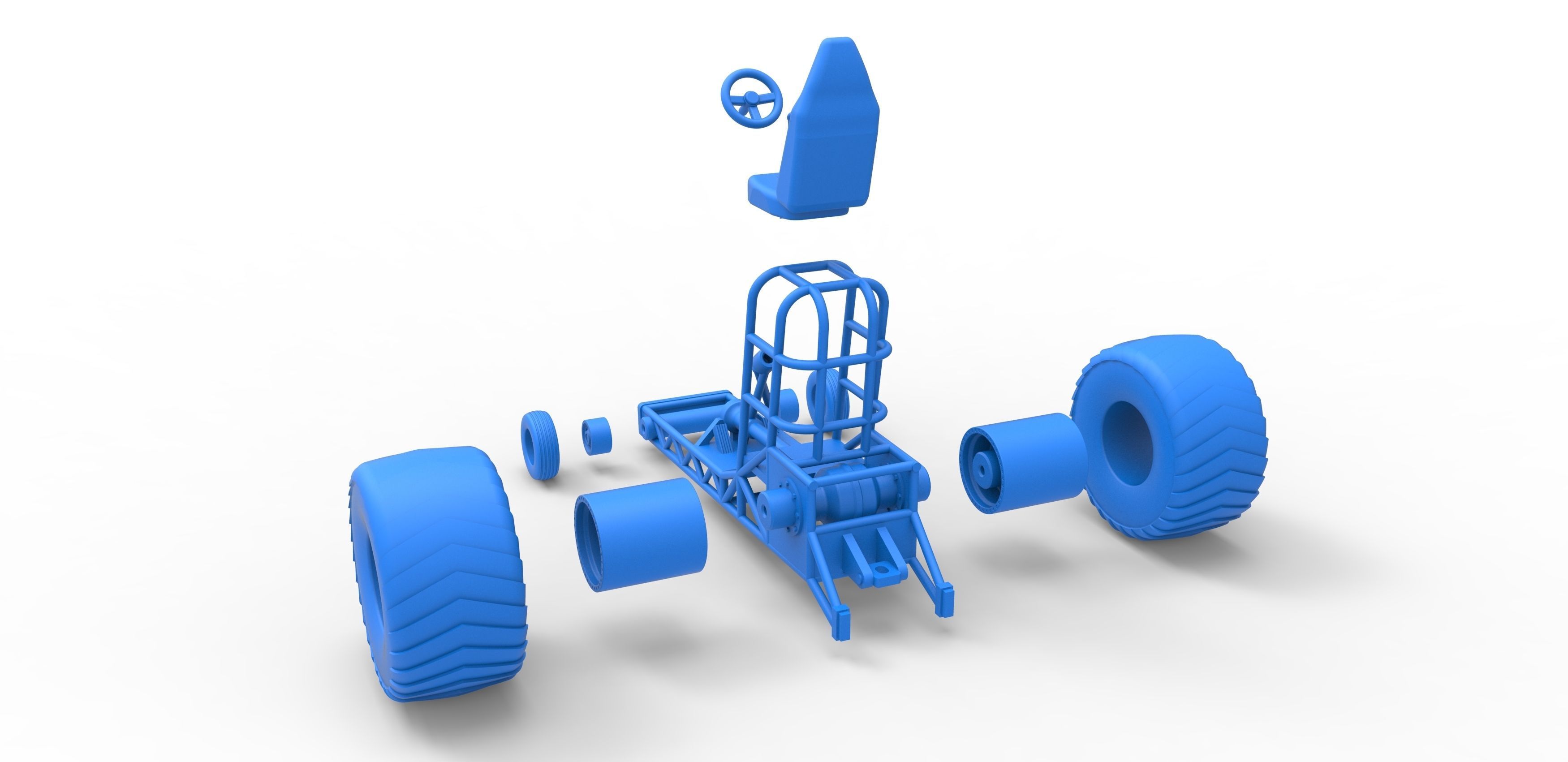 Chassis of Mini Rod pulling tractor Scale 1 to 25 3D print model_31