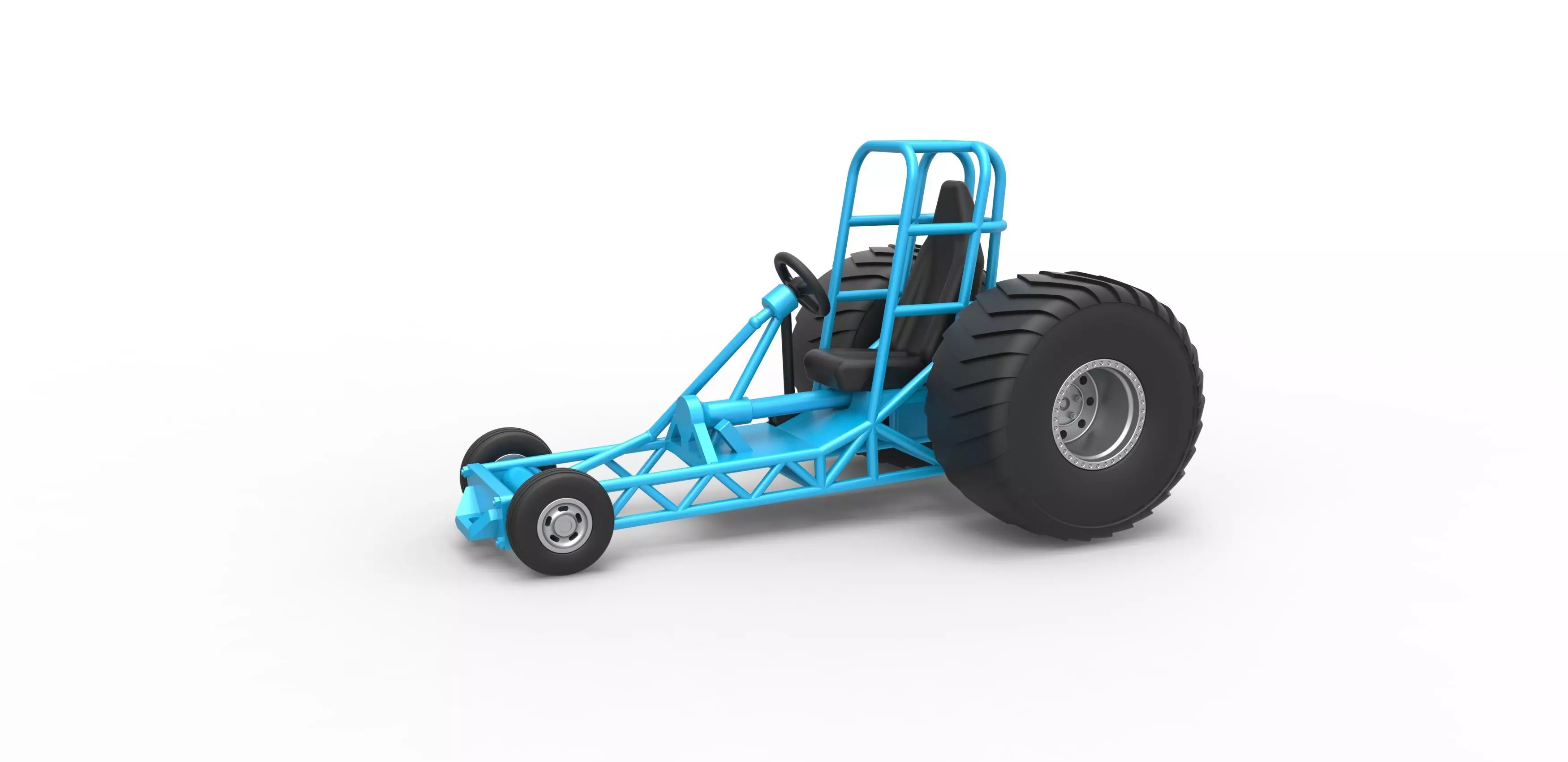 Chassis of Mini Rod pulling tractor Scale 1 to 25 3D print model_0