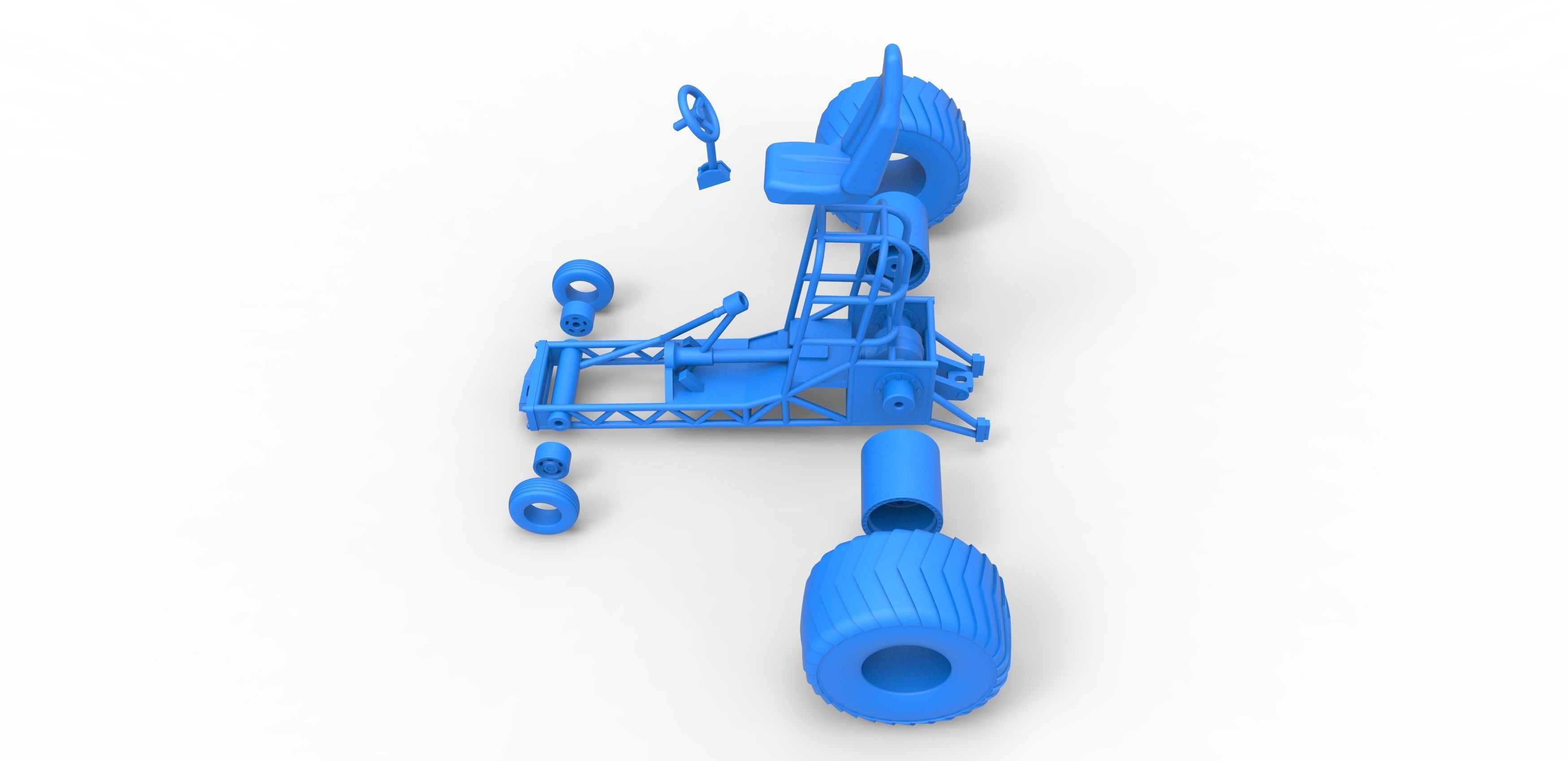 Chassis of Mini Rod pulling tractor Scale 1 to 25 3D print model_30