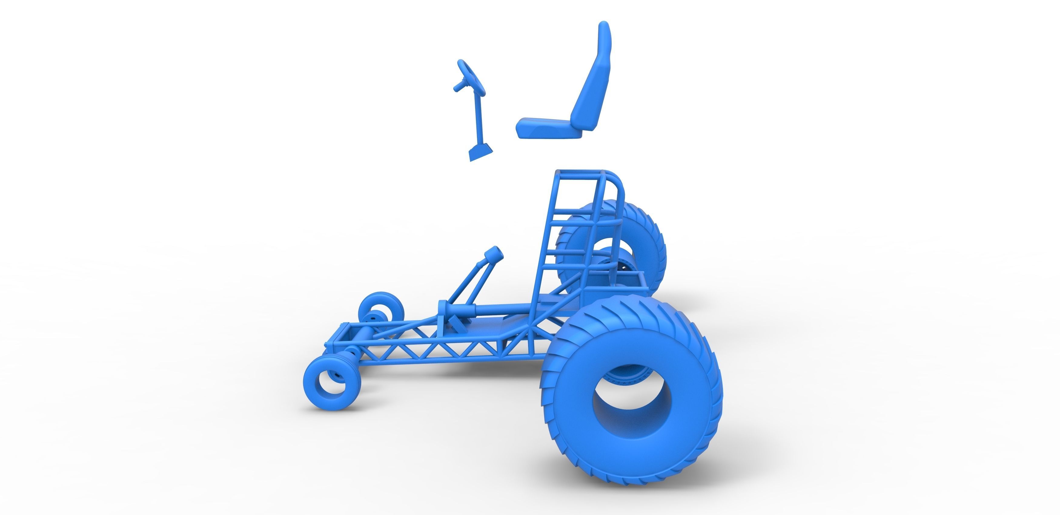 Chassis of Mini Rod pulling tractor Scale 1 to 25 3D print model_29