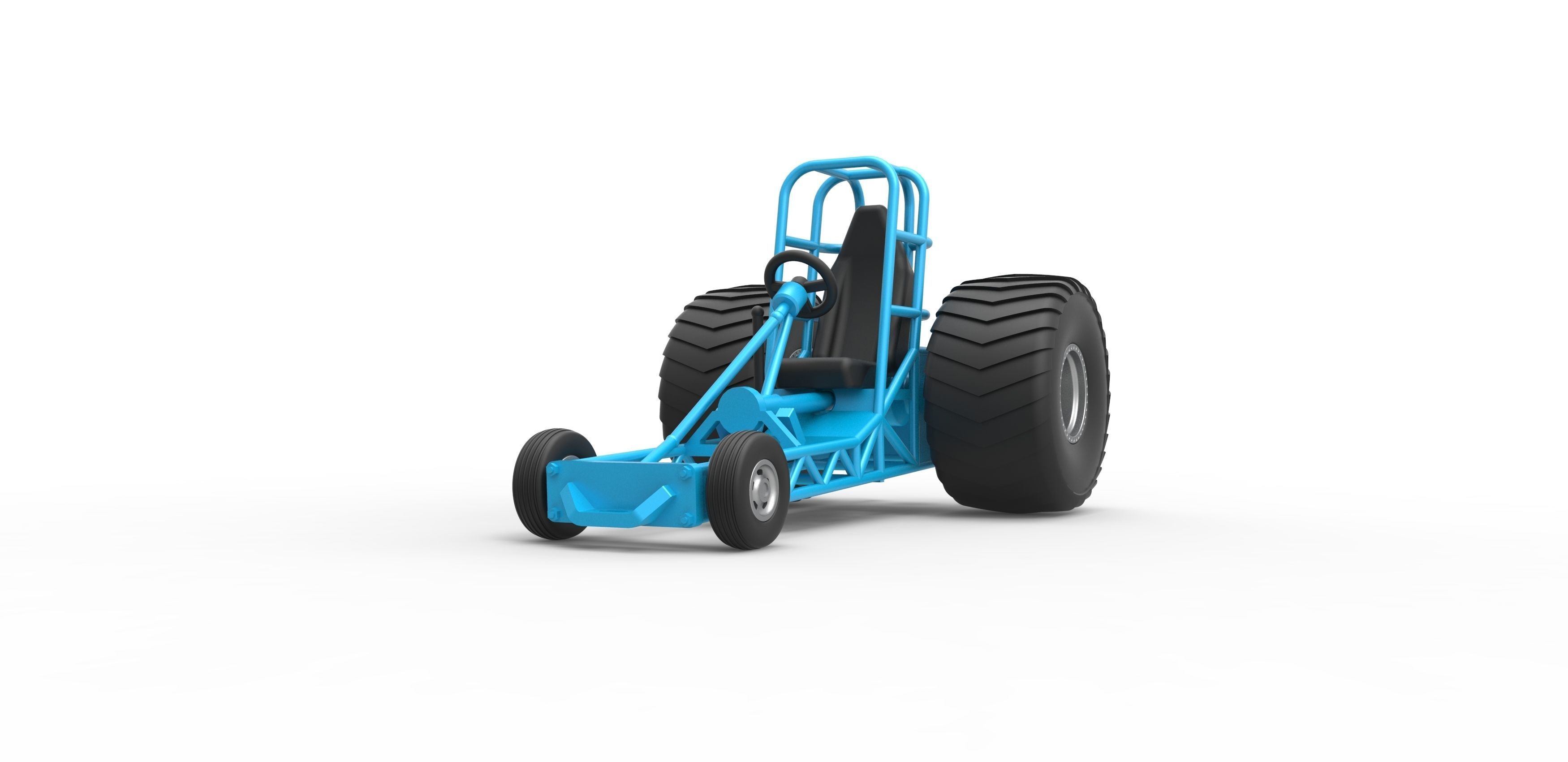 Chassis of Mini Rod pulling tractor Scale 1 to 25 3D print model_3