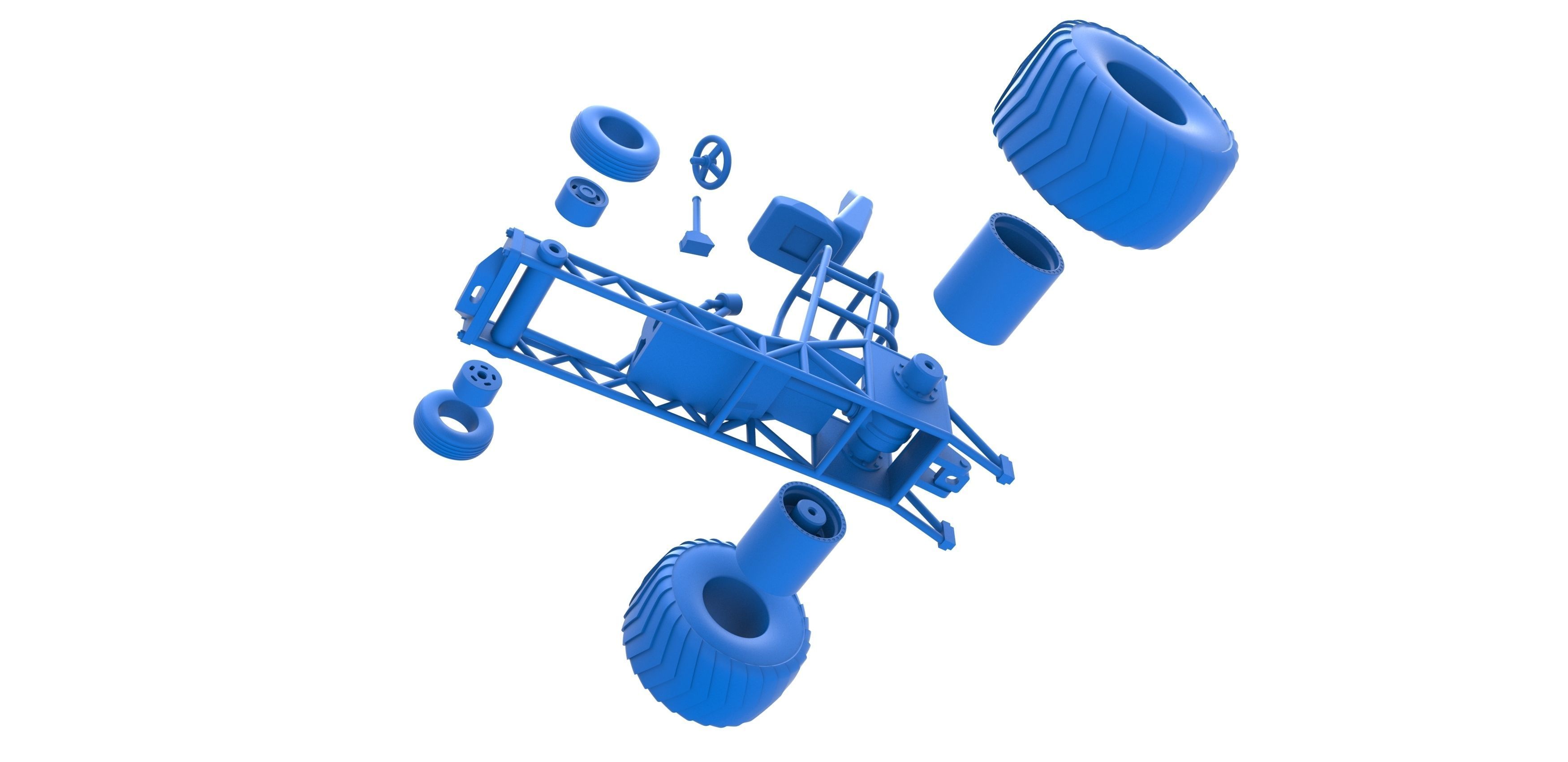 Chassis of Mini Rod pulling tractor Scale 1 to 25 3D print model_27