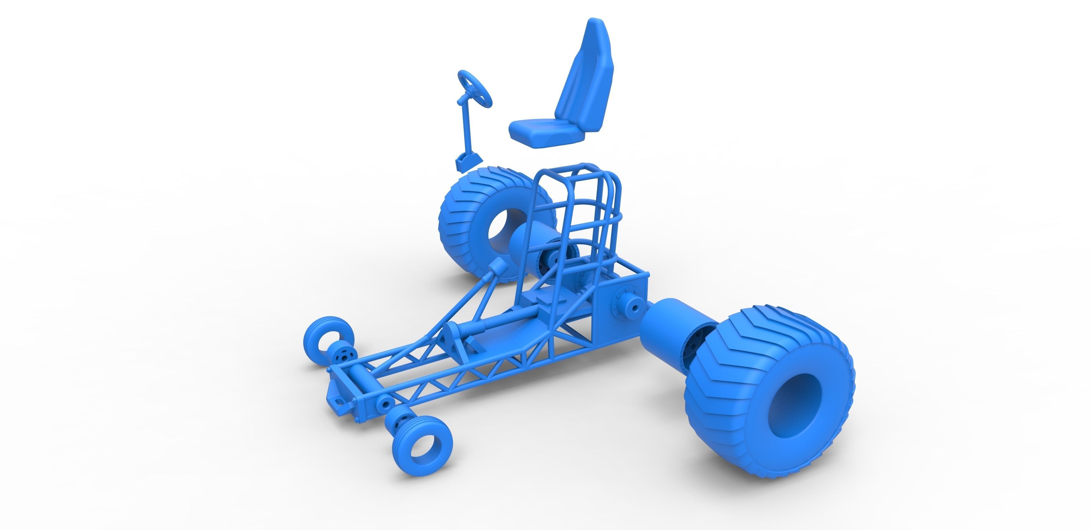 Chassis of Mini Rod pulling tractor Scale 1 to 25 3D print model_26