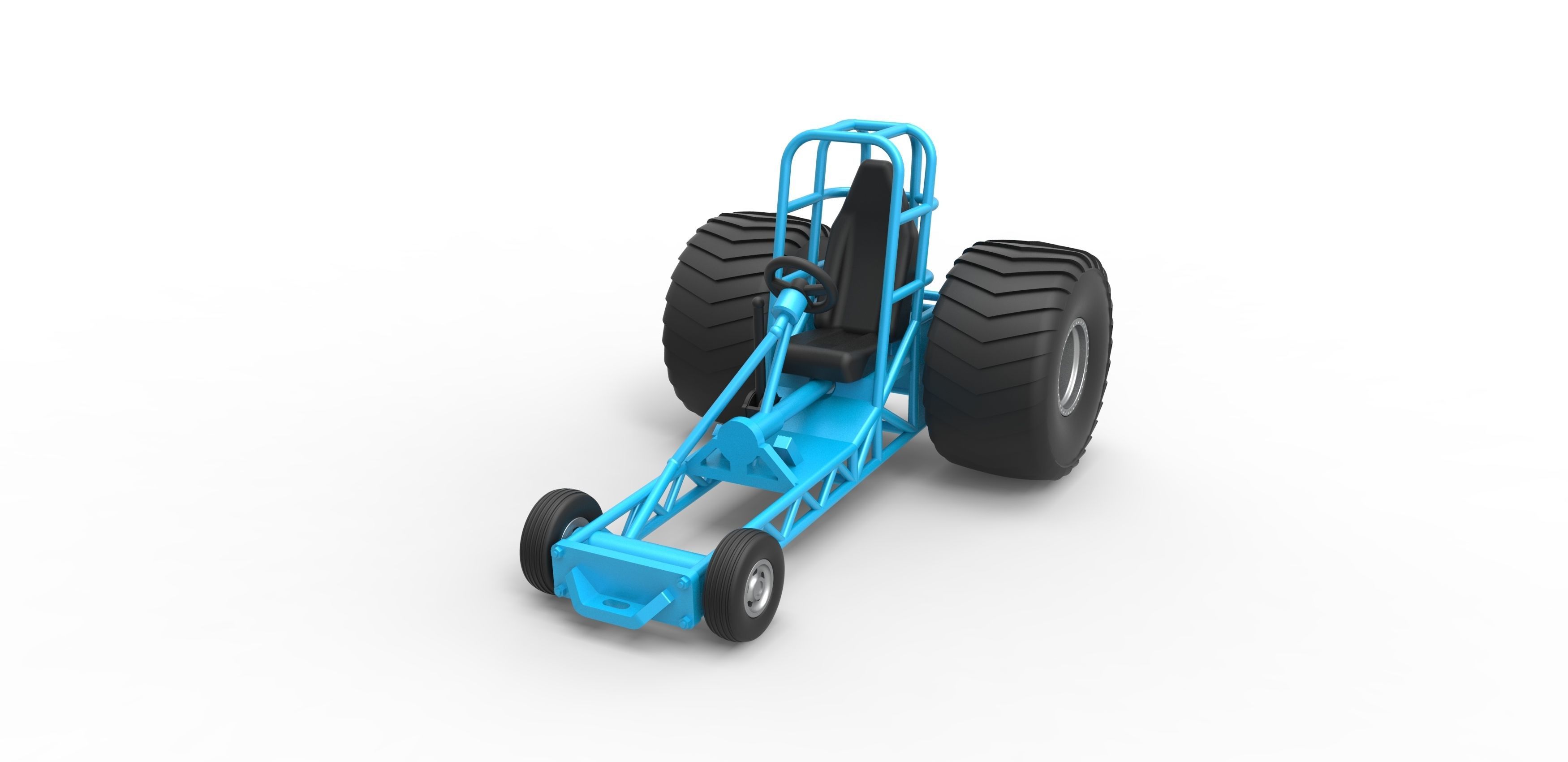 Chassis of Mini Rod pulling tractor Scale 1 to 25 3D print model_2