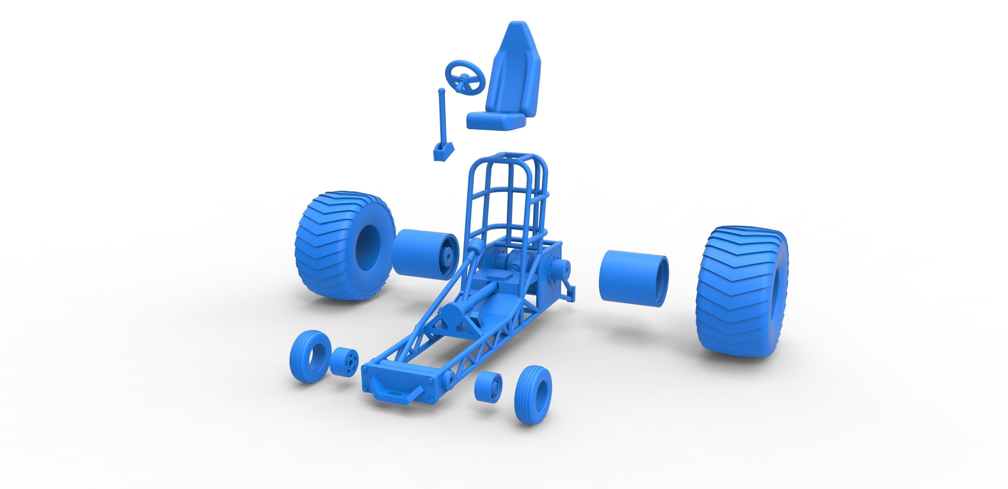 Chassis of Mini Rod pulling tractor Scale 1 to 25 3D print model_28