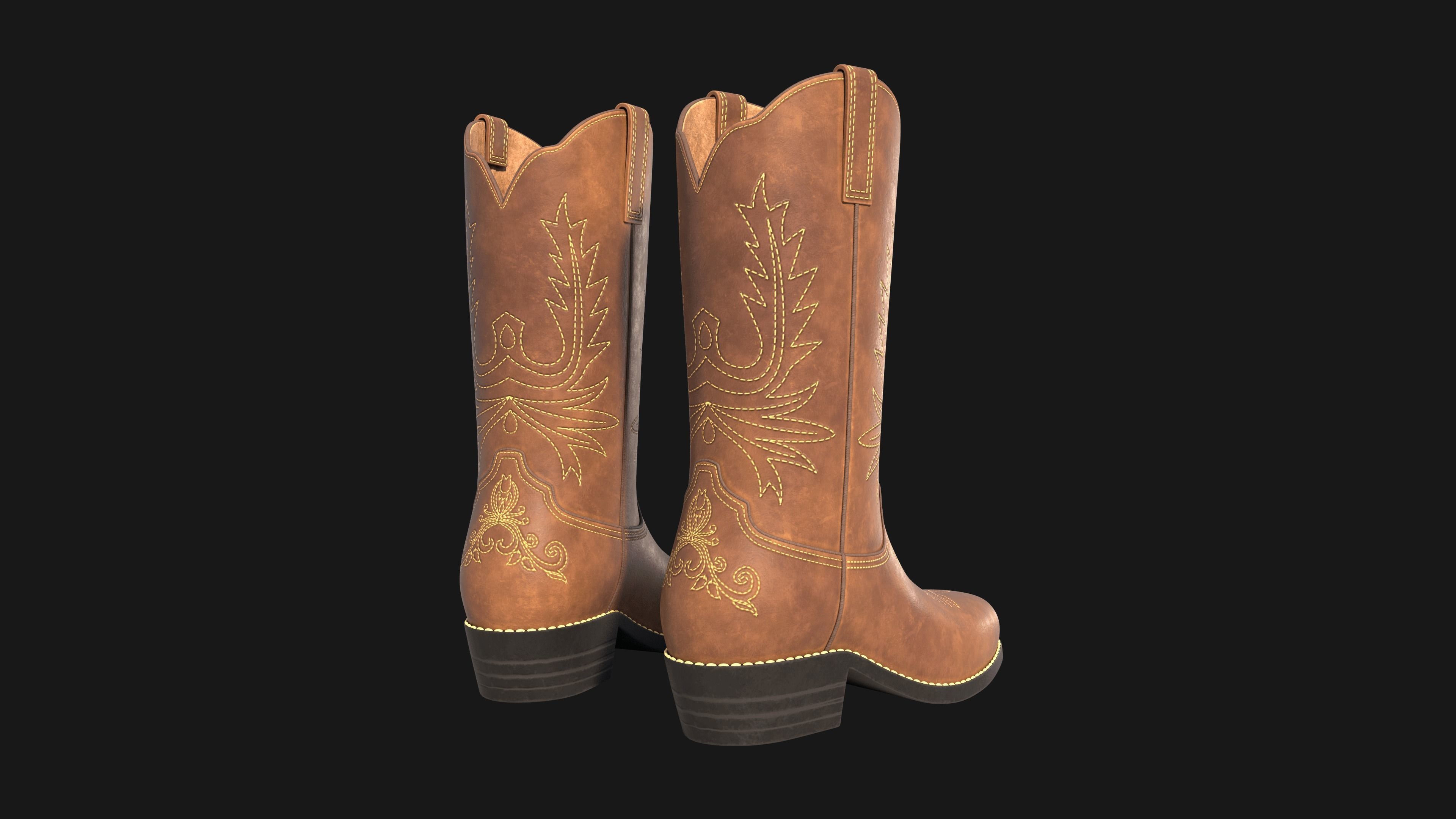 Cowboy boots  Low-poly 3D model_8