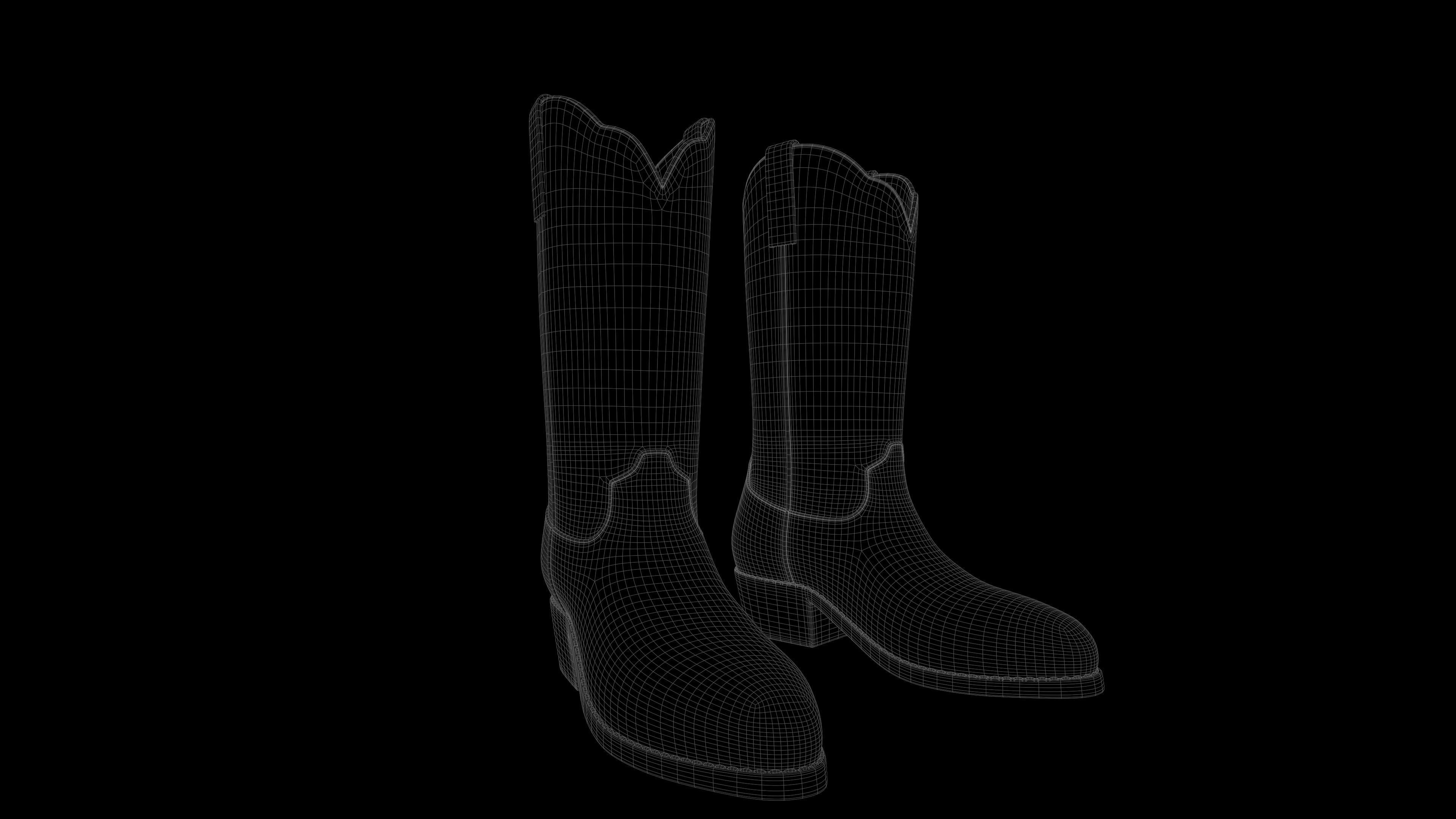 Cowboy boots  Low-poly 3D model_22