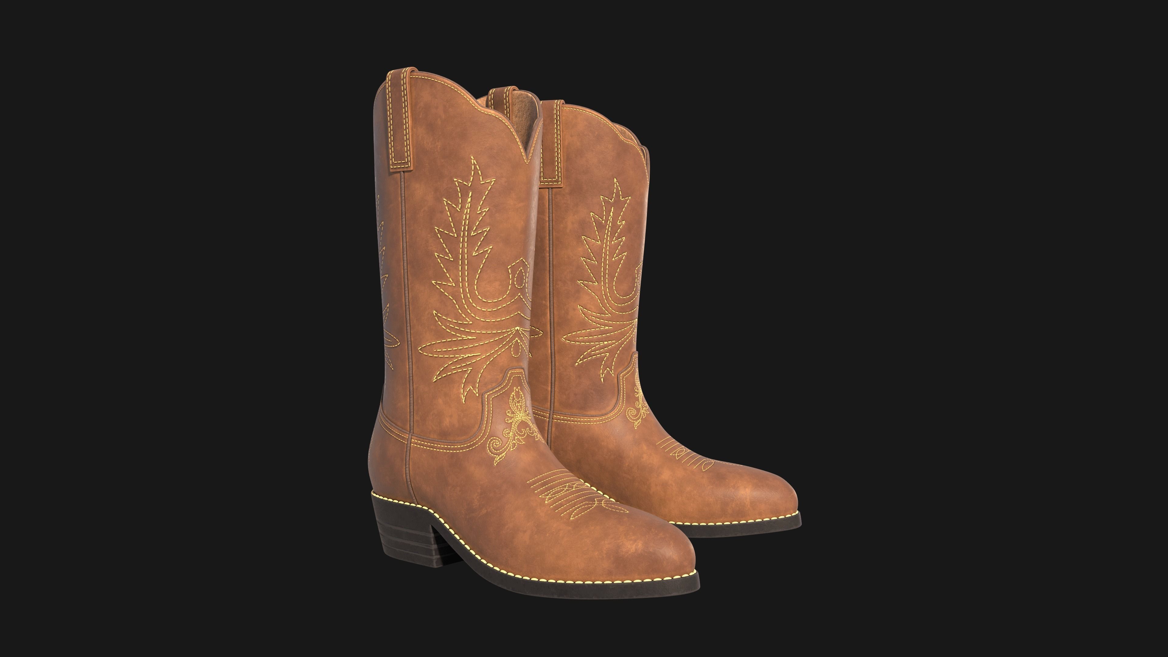 Cowboy boots  Low-poly 3D model_9