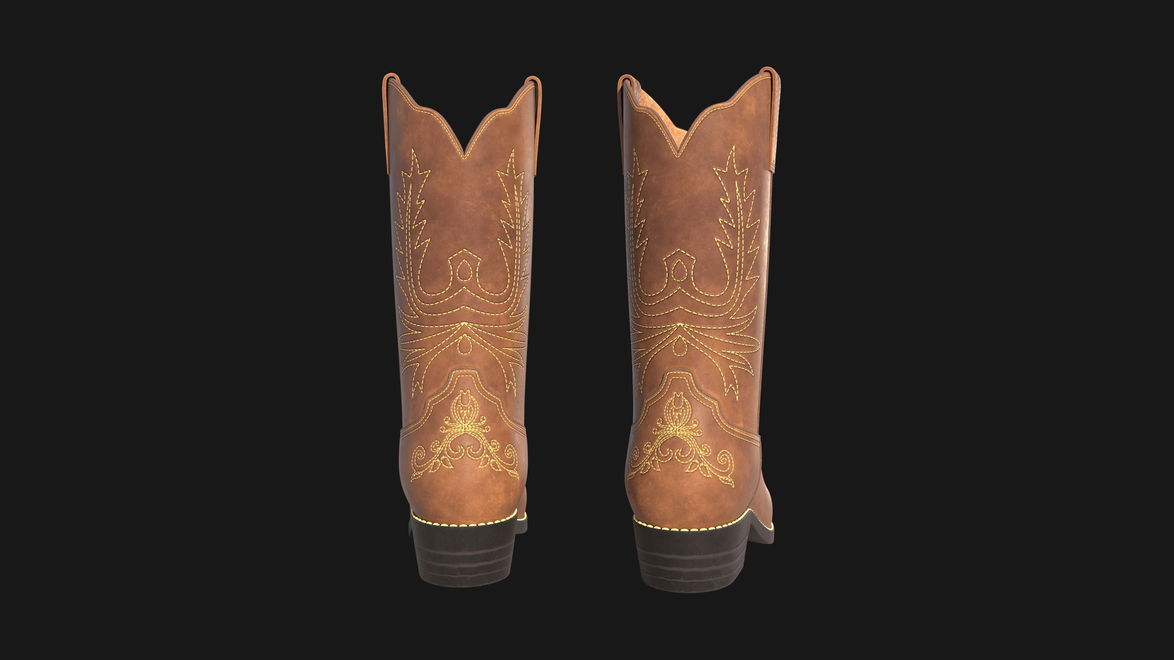Cowboy boots  Low-poly 3D model_7