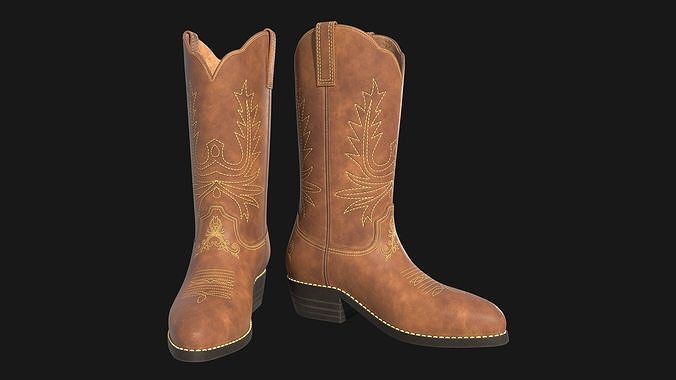 Cowboy boots  Low-poly 3D model