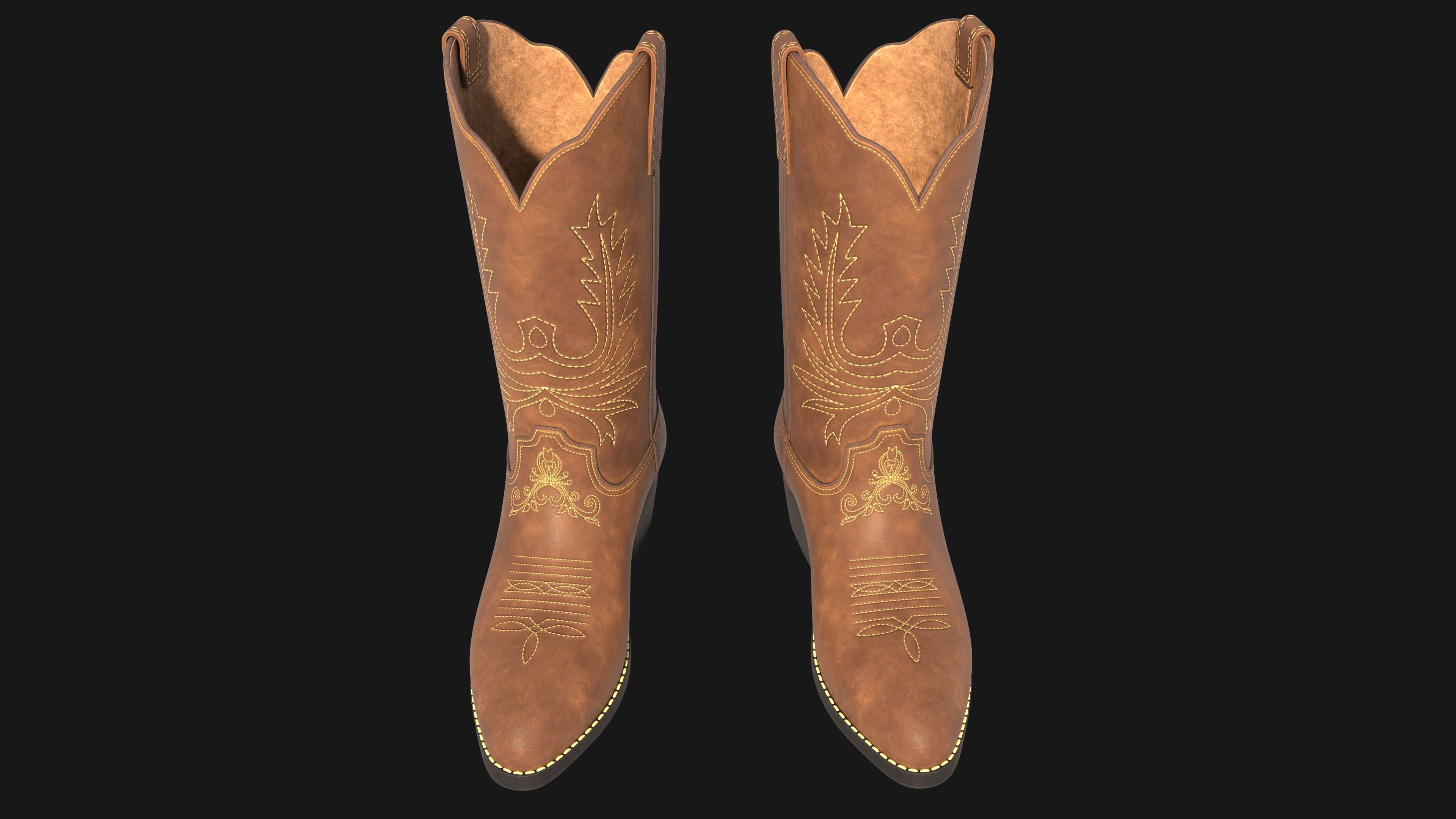 Cowboy boots  Low-poly 3D model_11