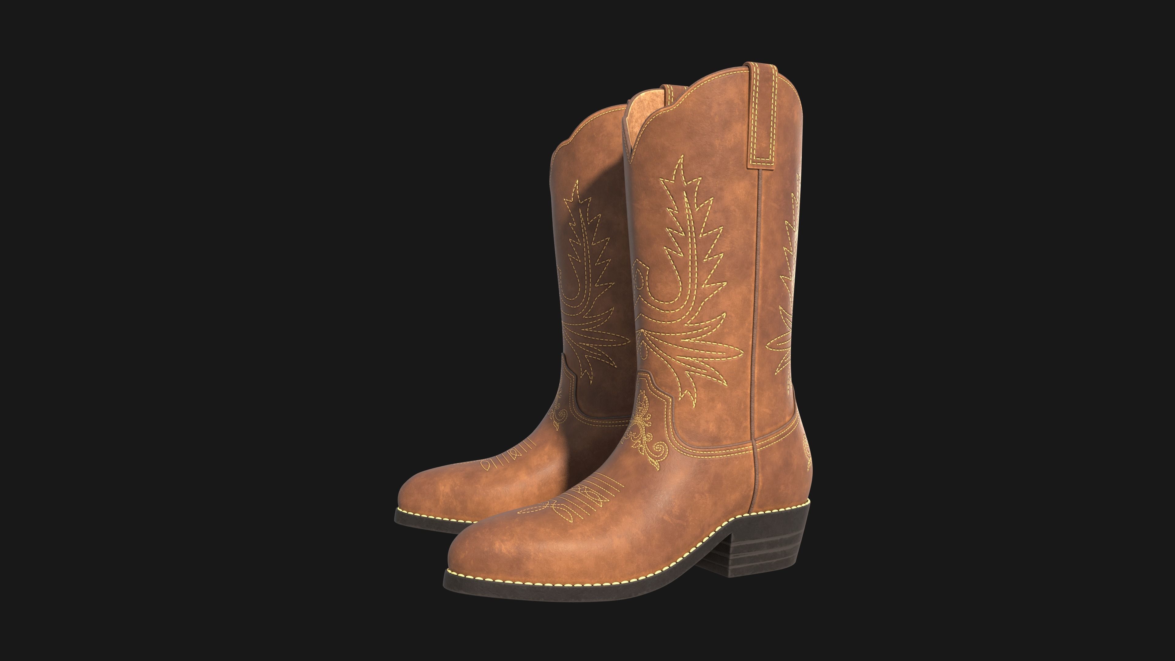 Cowboy boots  Low-poly 3D model_4