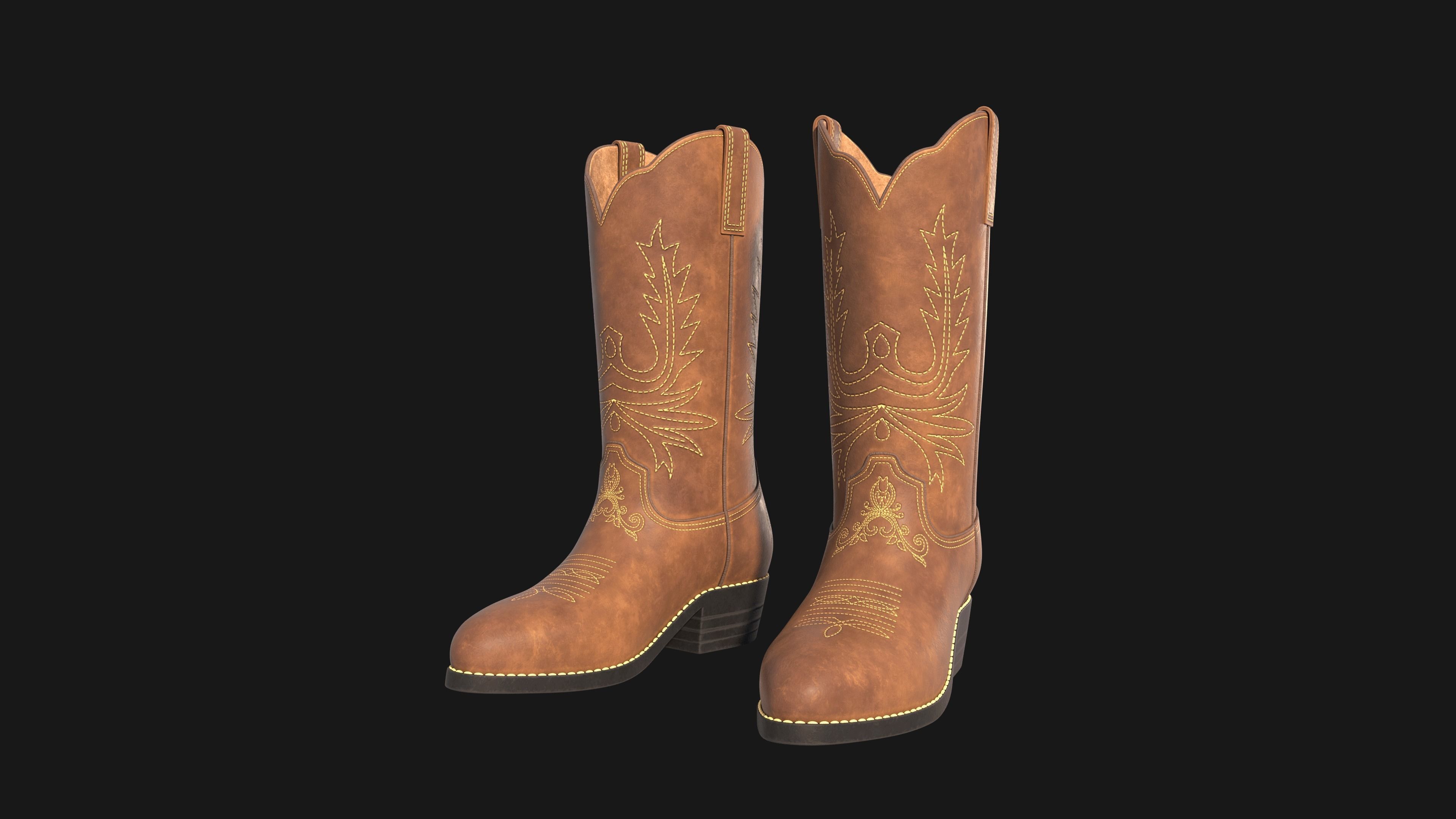 Cowboy boots  Low-poly 3D model_3