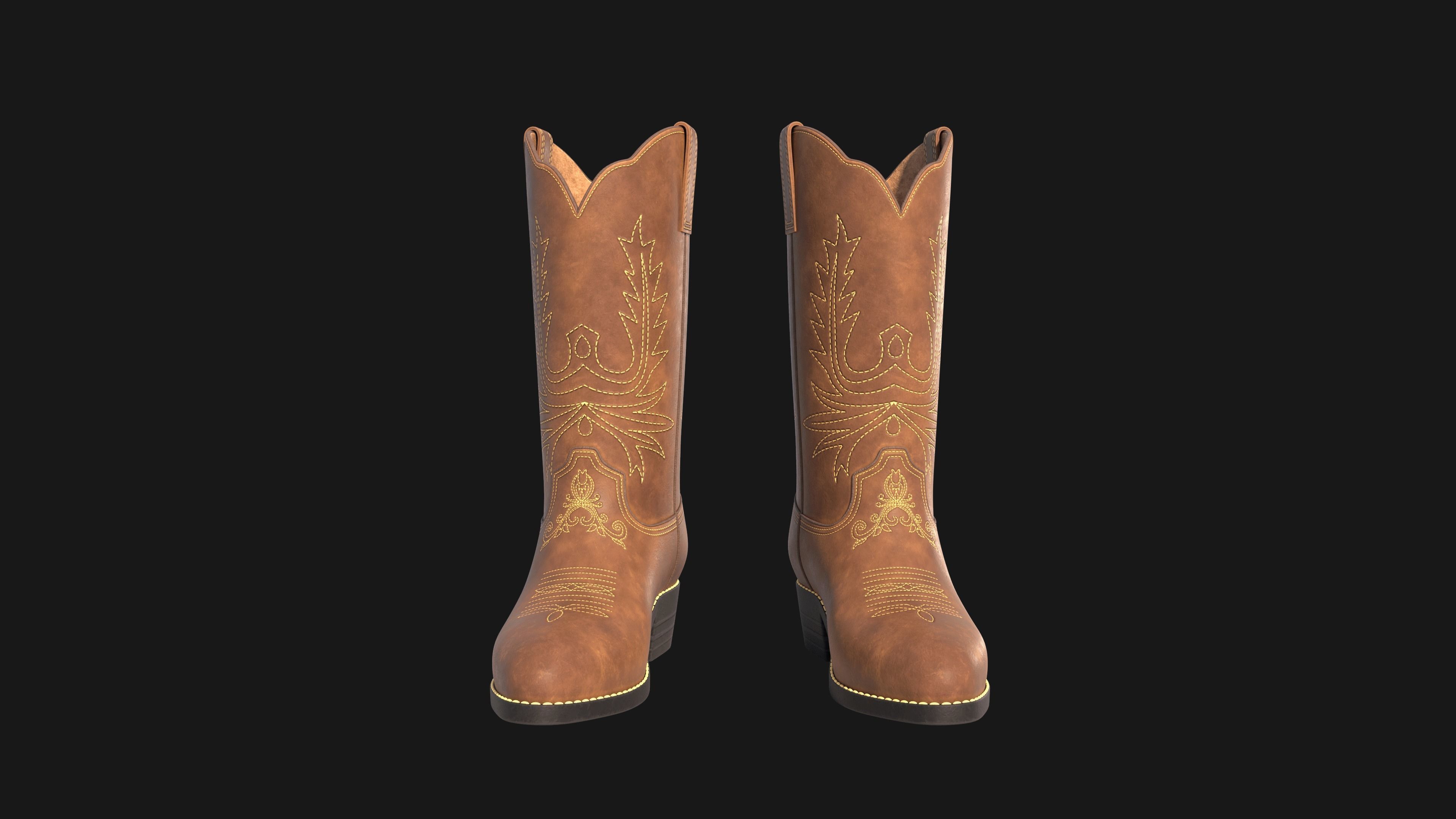 Cowboy boots  Low-poly 3D model_2