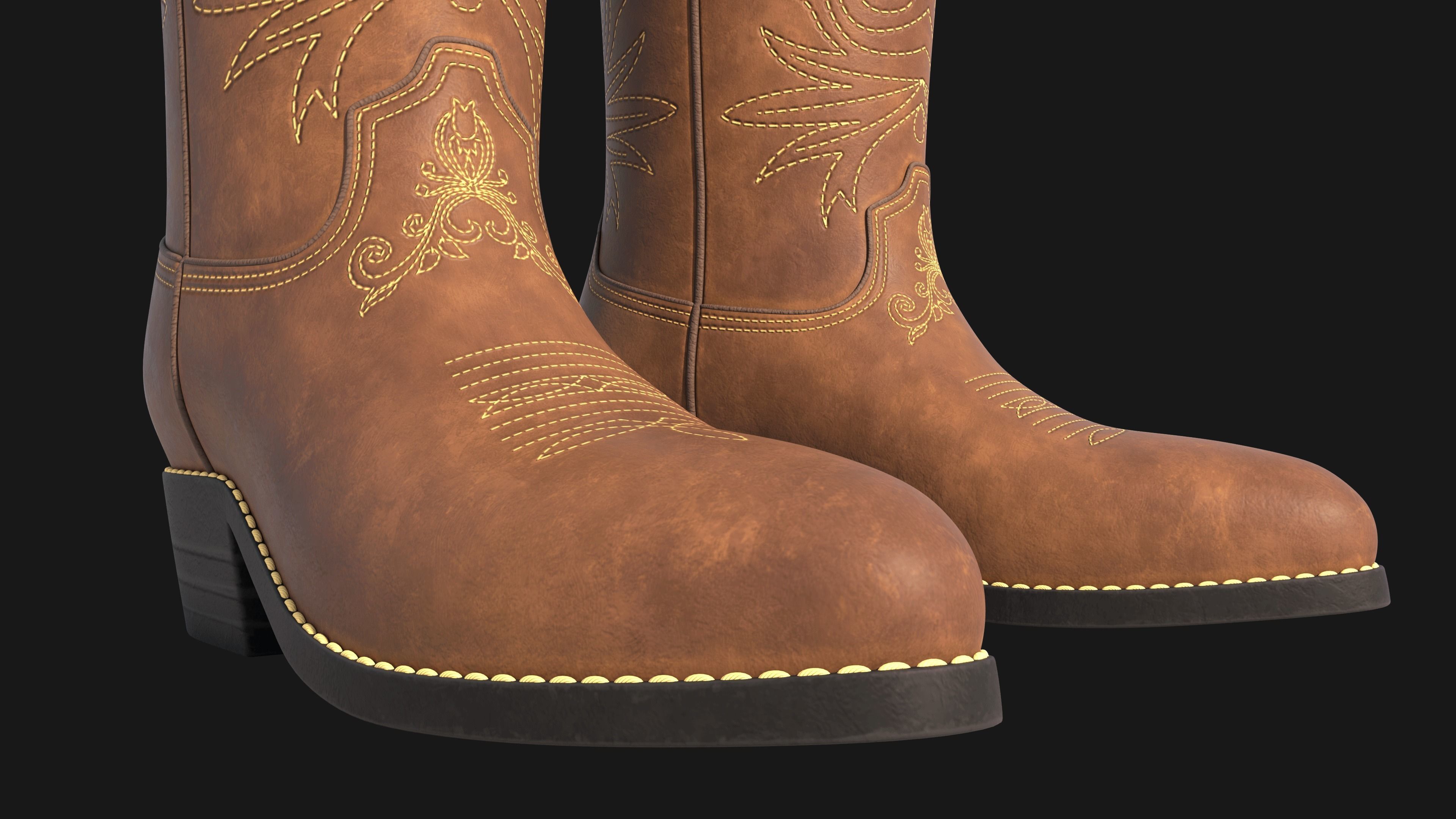 Cowboy boots  Low-poly 3D model_12
