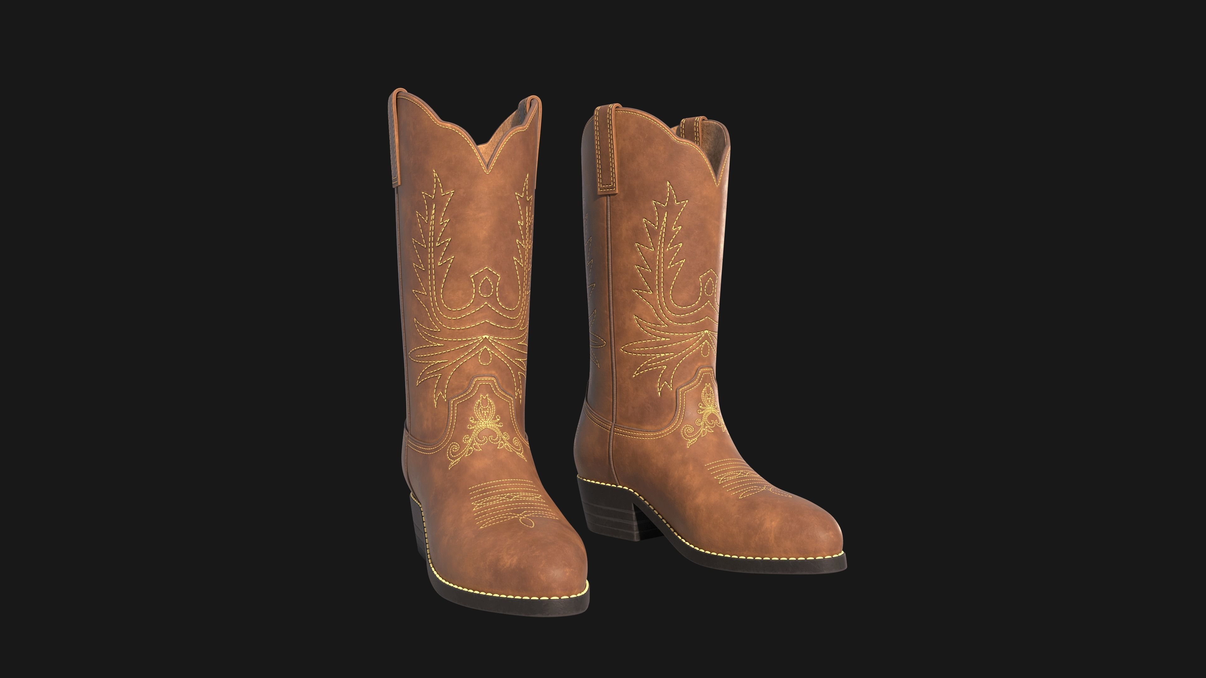Cowboy boots  Low-poly 3D model_10