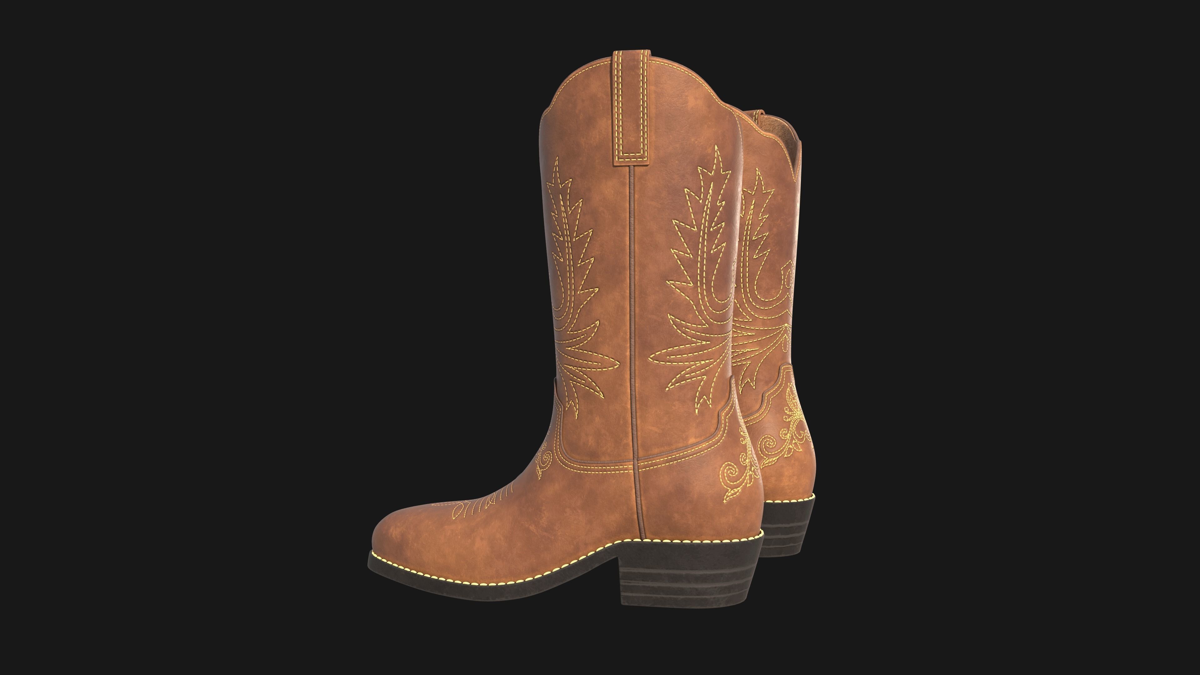 Cowboy boots  Low-poly 3D model_5
